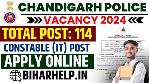 Chandigarh Police Vacancy 2024 Apply Online For 144 Constable IT Post