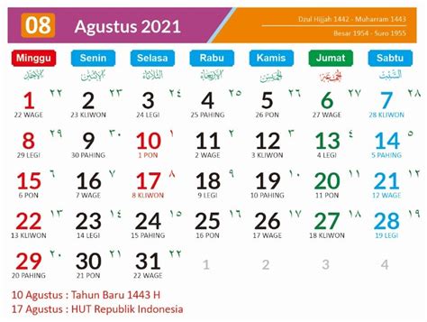 Kalender Bulan Agustus 2021 Dan Hari Peringatannya Enkosacom