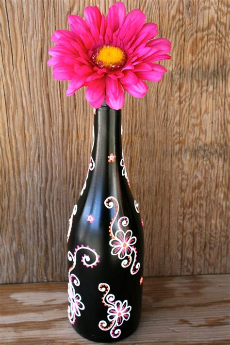 Hand Painted Wine Bottle Vase Hand Painted Wine Bottles Painted Wine