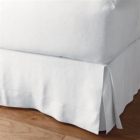 The Company Store Solid Washed 14 In White Linen Queen Bed Skirt