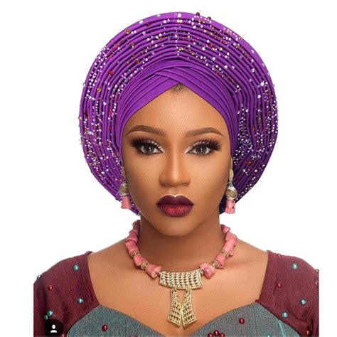 Traditional African Head Wraps African Headtie For Woman Nigerian Gele Turban Headband Already