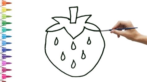 how to draw strawberry easy strawberry drawing step by step fruit and vegetables drawing youtube