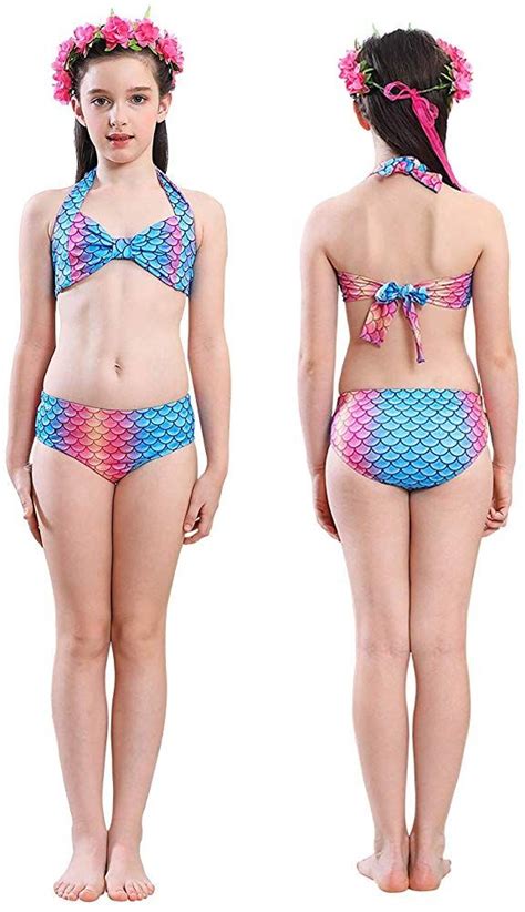 Amazon com Traje de baño de sirena para niñas de piezas traje de baño de sirena para