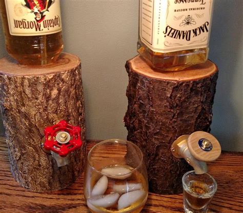 liquor log dispenses  booze   actual log
