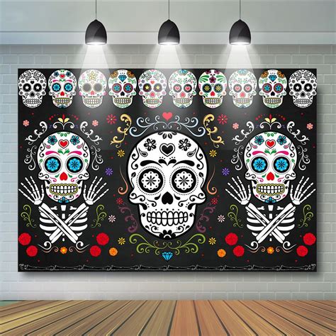 Day Of The Dead Halloween Background For Mexican Fiesta Skull Floral