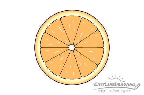 How To Draw An Orange Slice Step By Step Easylinedrawing