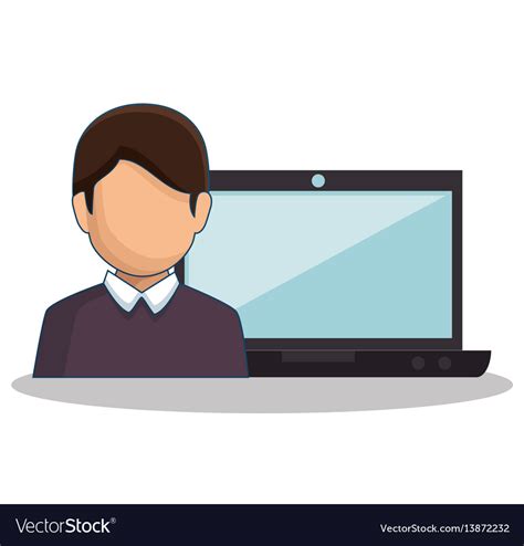 Laptop Computer With User Isolated Icon Royalty Free Vector