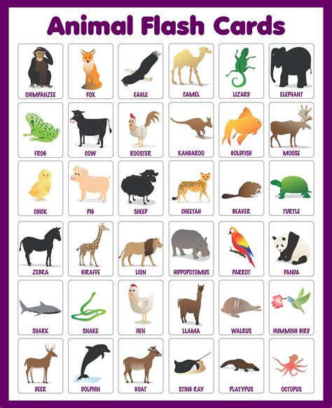 Free Small Printable Animal Cards Black And White