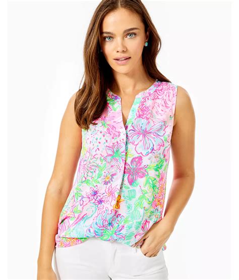 Lilly Pulitzer Stacey Sleeveless Top In Light Lilac Verbena Trunks In