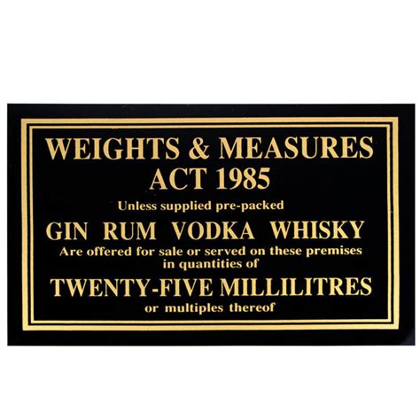 25ml Weights And Measures Act Sign Pub Law Sign 25ml Shot Sign Buy At