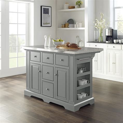 Charcoal is the perfect color if you like the moodiness of dark shades, but don't want the harsh boldness of black. Crosley Furniture - Julia Kitchen Island Gray/Stainless Steel - KF30025AGY