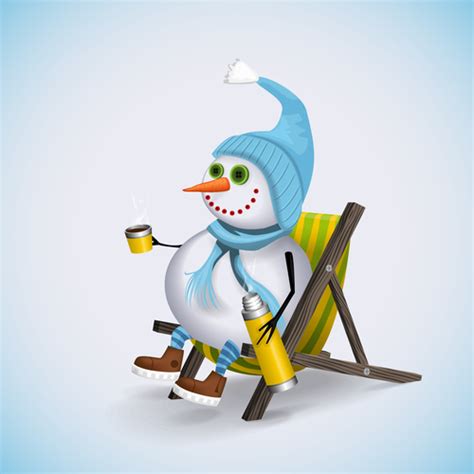 Cute Snowman Drinking Water Vector Free Download