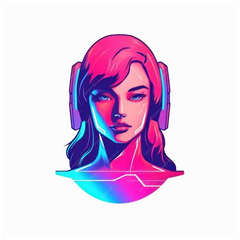 Premium Ai Image Synthwave Cyberpunk Gamer Girl Logo Logotype