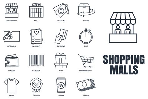 Set Of Shopping Malls Icon Logo Vector Illustration Online Supermarket