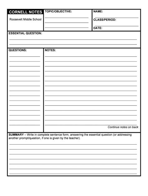 Cornell Notes Fill Online Printable Fillable Blank In Avid Cornell