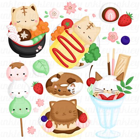 Japanese Food Clipart Kawaii Japan Dessert Clip Art Etsy Sexiz Pix