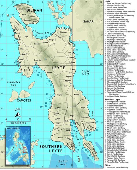 Map Of The Marine Reserves Of Leyte And Associated Islands Download