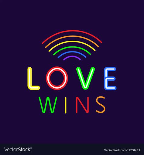 Love Wins Neon Banner Gay Pride Slogan Royalty Free Vector