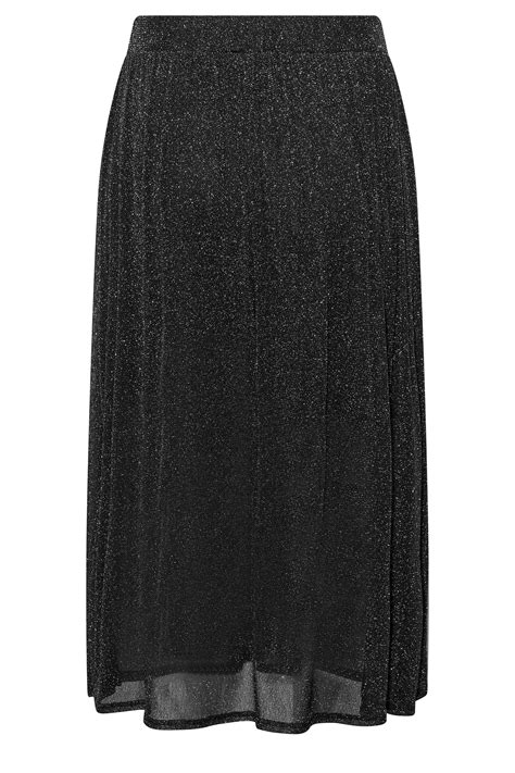 Limited Collection Plus Size Black Glitter Midaxi Skirt Yours Clothing