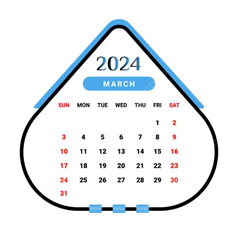 Calendario Del Mes De Marzo De 2024 Con Diseño único Azul Cielo Y Negro