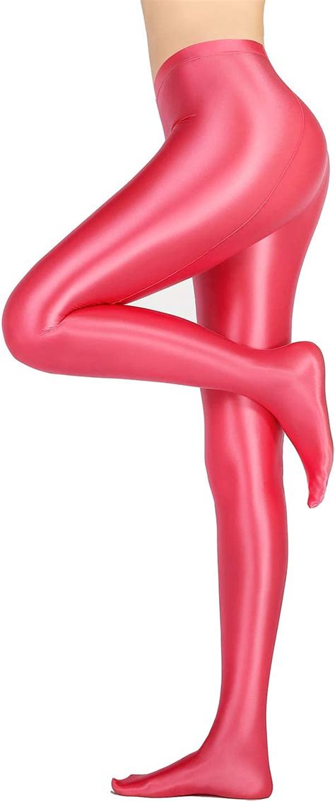 Leohex Glossy Opaque Pantyhose Shiny High Waist Tights Sexy Stockings Yoga Pants Training Women