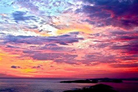 Nature Landscape Clouds Colorful Water Sunset Sea Island