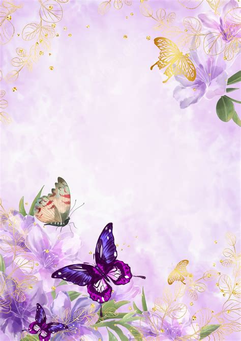 Watercolor Painting Of A Purple And Elegant Butterfly Flower Plant Page