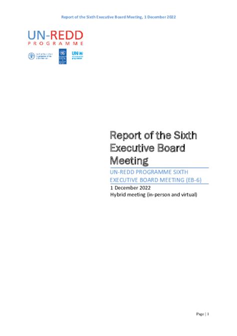 Un Redd Report Of The Sixth Executive Board Meeting Final Eng