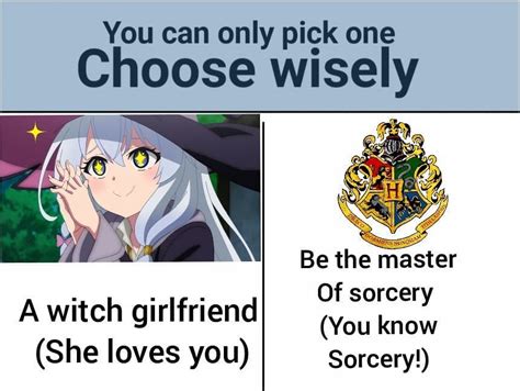 You Can Only Pick One Choose Wisely A Witch Girlfriend She Loves You