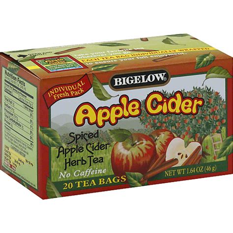 bigelow herb tea spiced apple cider caffeine free bags tea sinclair foods