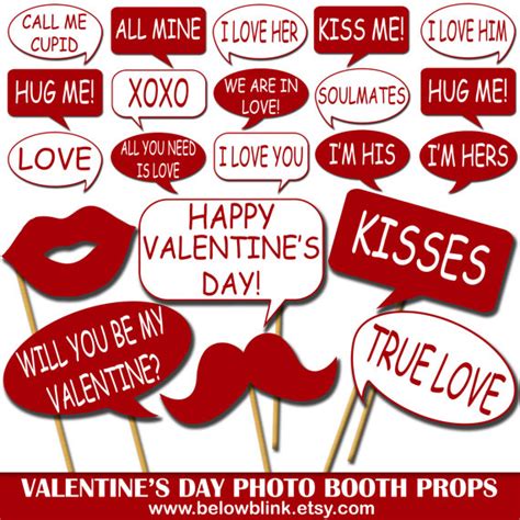 Valentines Day Photo Props Printable Photo Booth Props Speech