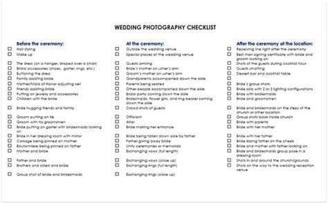 Wedding Photography Checklist Pdf Download Poses Shots