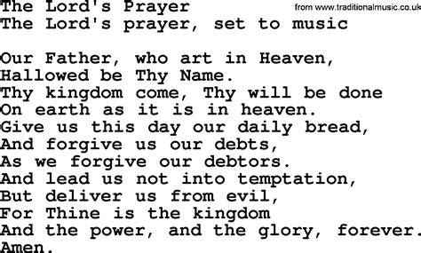 Hymns About Gods Forgiveness Title The Lords Prayer Lyrics With Pdf