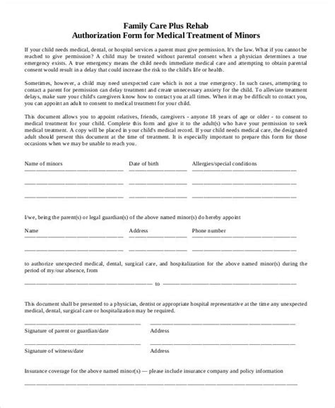 11 Printable Medical Authorization Forms Pdf Doc