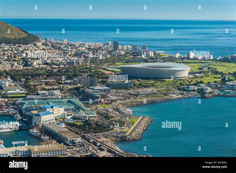 Aerial View With The Harbour And The Green Point Stadium Cape Town