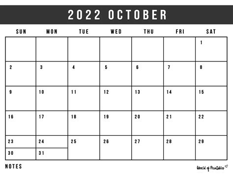Free Printable October 2022 Calendars World Of Printables