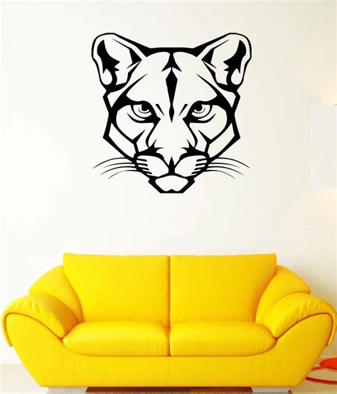 Wall Decal Animal Wild Cat Panther Puma Mustache Head Vinyl Decal In