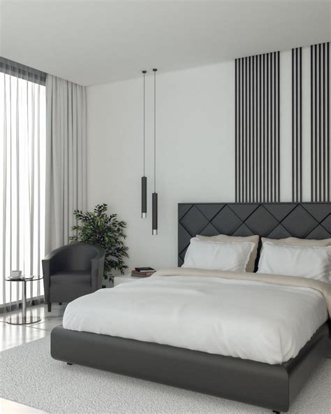 Elegant Modern Black And White Master Bedroom