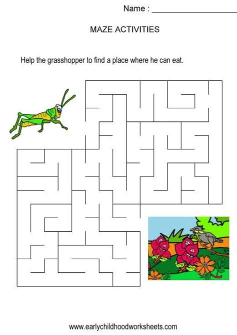 Grasshopper To Plants Maze Kids Activity Visual Skills Hand Eye