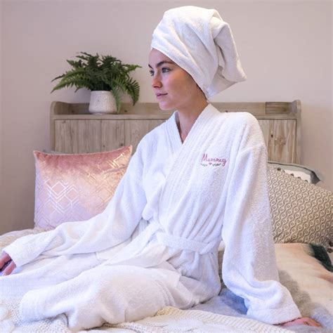 Personalised Embroidered Towelling Womens Bath Robe By