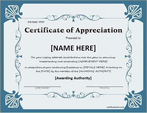 Certificates Of Appreciation Templates For Word Professional