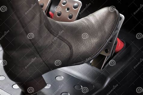 Woman Pressing The Gas Pedal With Her Foot Stock Photo Image Of