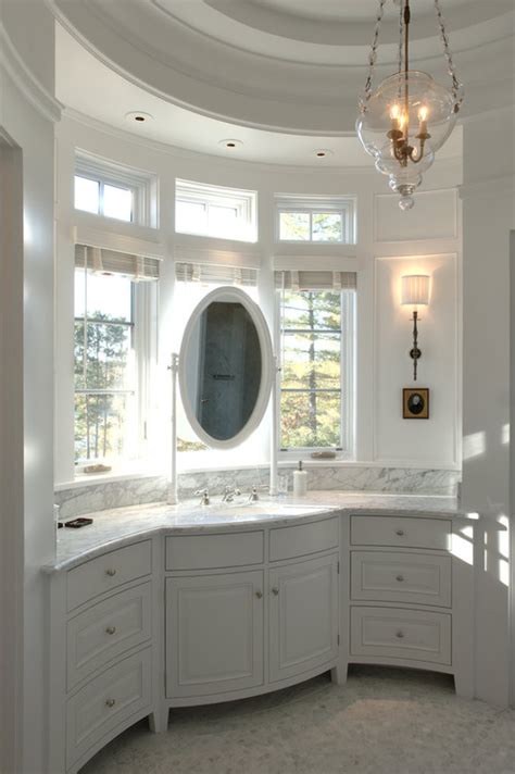 They offer a soft look to your bathroom interior whereas square. bathroom vanities in front of windows | My Web Value