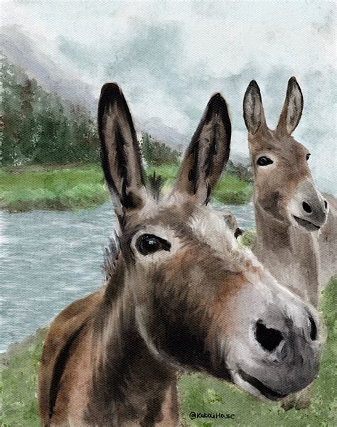 Watercolour Donkeys Print Donkey Art Print Donkey Etsy
