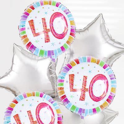 Balloons add significant element of fun in 1 to 80 age birthday event. 40th birthday balloon bouquet sliver and dots Code ...