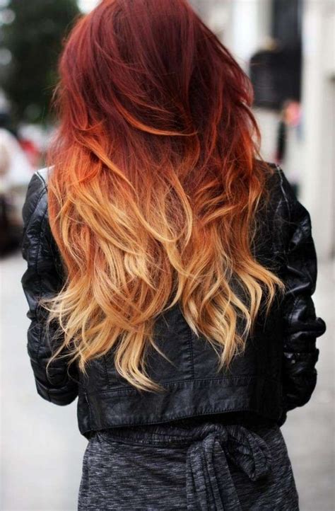 Ombre Blond Rote Haare Auffällige Haarfarbe Hair Color Red Ombre Hair