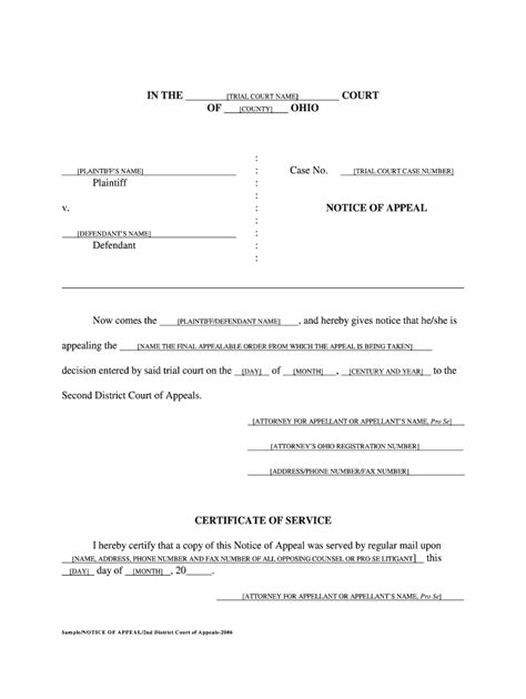 Ohio Notice Appeal Fill Out And Sign Online Dochub