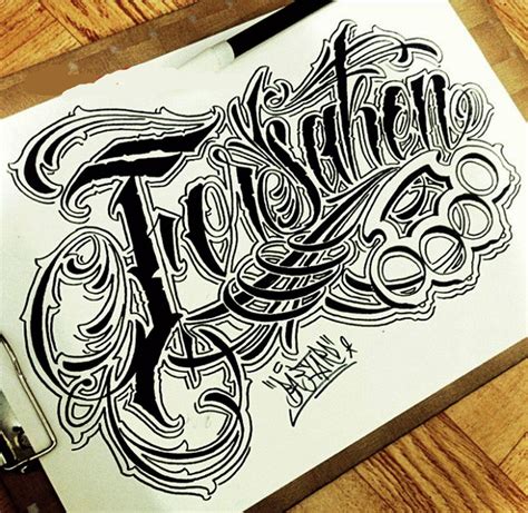 Graffiti Design Sketch Letter ”forsaken Chicano Font Style