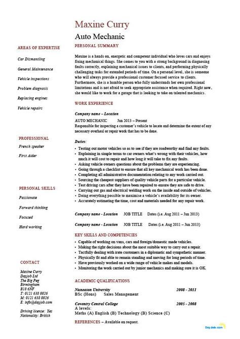 Auto mechanic resume sample inspires you with ideas and examples of what do you put in the objective, skills, responsibilities and duties. Auto mechanic resume, vehicles, car, sample, example, job ...