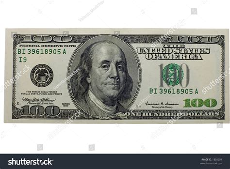 Hundred Dollars Banknote Isolated Clipping Path Stock Photo 1838254